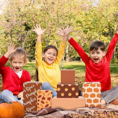 Whaline 90 Sheet Fall Tissgiving Paper Pumpkin Maple Leaves Acorn Wapp Paper Brown Khaki Colors Paper for DIY Autumn Flapp Birthday Party Crafts ، 13.8 × 19.7in (6 تصاميم) in Kuwait