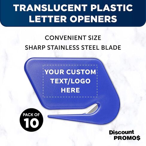 Custom Translucent Plastic Letter Openers Set of 50, Personalized Bulk Pack - Perfect for Home or Office - TBlue in Kuwait