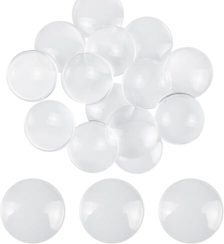 pson 60pcs 1 بوصة كابوشونات زجاجية ، بلاط قبة مستديرة ، جولة كابوشون شفافة غير معايرة للصور ، المجوهر in Kuwait