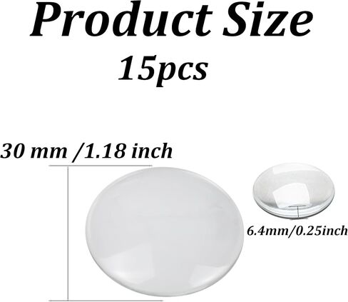 pson 60pcs 1 بوصة كابوشونات زجاجية ، بلاط قبة مستديرة ، جولة كابوشون شفافة غير معايرة للصور ، المجوهر in Kuwait