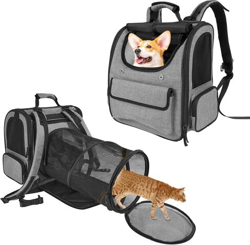 Cat Carrier Backpack for Large Cats Pet Backpack Carrier for Small Dogs, Expandable Cat Backpack Up to 15 Lbs, Foldable Cat Carrying Backpack for Travel Hiking (Black) in Kuwait