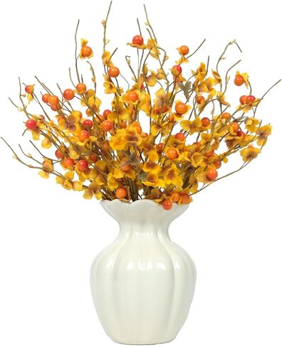 Set of 8 Fall Flower Berries Picks for Vase Centerpices, Autumn Orange Berry Picks for Home Decor, Thansgiving Harvest Flower Home Decor in Saudi Arabia