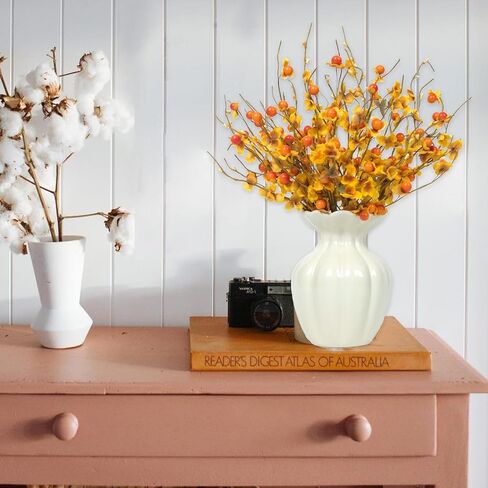 Set of 8 Fall Flower Berries Picks for Vase Centerpices, Autumn Orange Berry Picks for Home Decor, Thansgiving Harvest Flower Home Decor in Saudi Arabia