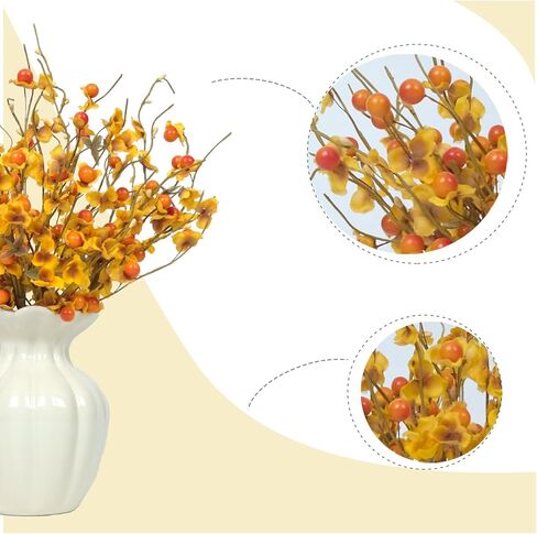 Set of 8 Fall Flower Berries Picks for Vase Centerpices, Autumn Orange Berry Picks for Home Decor, Thansgiving Harvest Flower Home Decor in Saudi Arabia