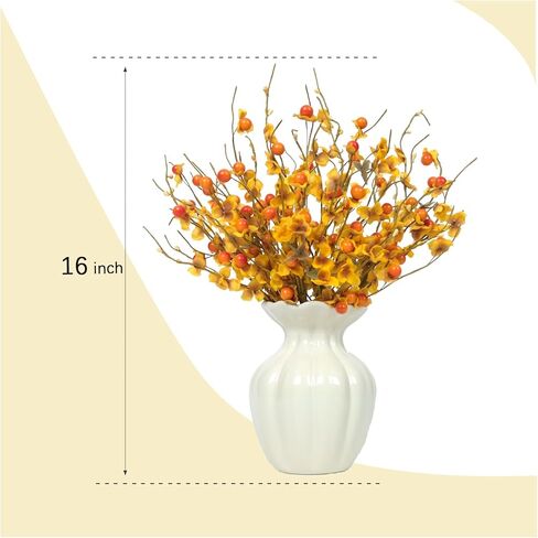 Set of 8 Fall Flower Berries Picks for Vase Centerpices, Autumn Orange Berry Picks for Home Decor, Thansgiving Harvest Flower Home Decor in Saudi Arabia