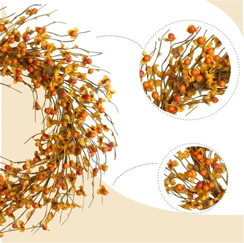 Set of 8 Fall Flower Berries Picks for Vase Centerpices, Autumn Orange Berry Picks for Home Decor, Thansgiving Harvest Flower Home Decor in Saudi Arabia