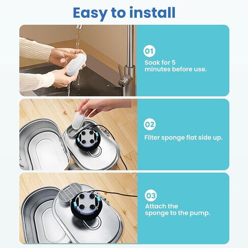 Tomxcute Cat Water Fountain, 3.2L/108oz Automatic Stainless Steel Pet Fountain Dog Water Dispenser, Ultra-Quiet Pump and 3 Replacement Filters & for Cats, Dogs, Multiple Pets in Kuwait