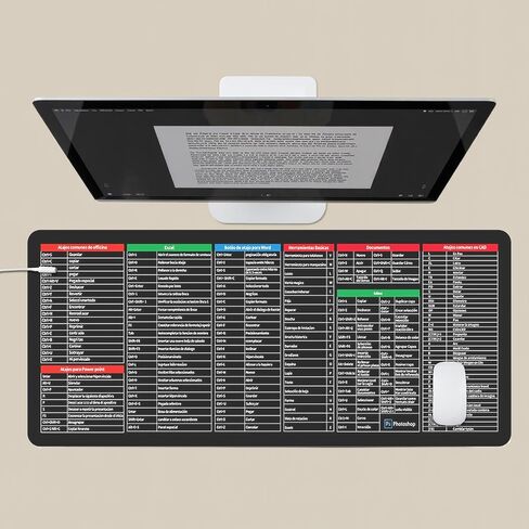 Alfombrilla con atajos de excel español ， Excel Cheat Sheet Desk Pad ، حصيرة كبيرة مقاومة للانسكاب ومضادة للانكماش للمكتب والألعاب (الإسبانية) in Saudi Arabia