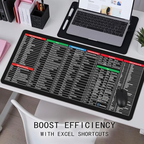 Alfombrilla con atajos de excel español ， Excel Cheat Sheet Desk Pad ، حصيرة كبيرة مقاومة للانسكاب ومضادة للانكماش للمكتب والألعاب (الإسبانية) in Saudi Arabia