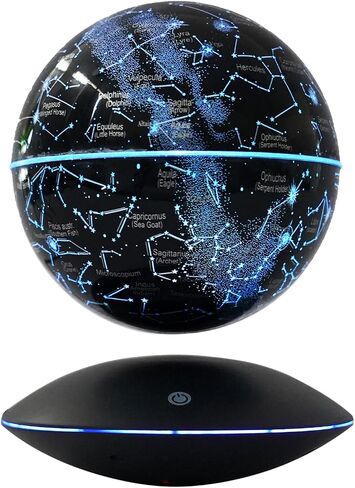 Levitating Globe Magnetic Floating Globe Night Light Constellation Ball with LED Light Display Cool Tech Children Educational Gift Home Office Desk Decor (Black-Clock Base) in Saudi Arabia