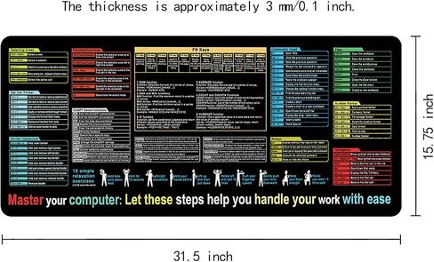 Alfombrilla con atajos de excel español ， Excel Cheat Sheet Desk Pad ، حصيرة كبيرة مقاومة للانسكاب ومضادة للانكماش للمكتب والألعاب (الإسبانية) in Saudi Arabia