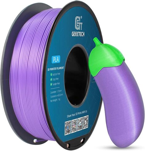 Geeetech Silk PLA Filament 1.75mm for 3D Printer, Metal-Like Shiny Consumable 1kg (2.2lbs) 1 Spool, Dimensional Accuracy +/- 0.03 mm,Metallic Silver in Kuwait