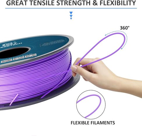 Geeetech Silk PLA Filament 1.75mm for 3D Printer, Metal-Like Shiny Consumable 1kg (2.2lbs) 1 Spool, Dimensional Accuracy +/- 0.03 mm,Metallic Silver in Kuwait
