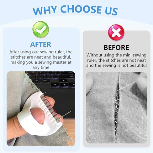 4mm Seam Guide for Hand Sewing Edge Lockranding Tool, Sewing Needle Gauge Measuring Tool, Mini Finger Ruler Kit Ideal for Leather/Fabric/Craft Sew, Blue 1 Pcs in Kuwait