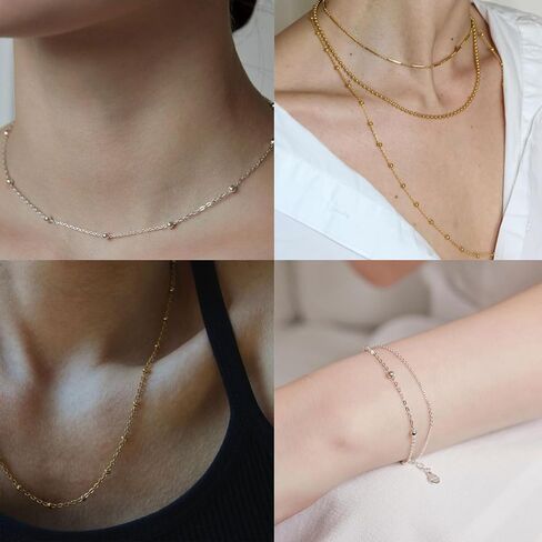 [33 FT] 18K Gold PVD Plated Satellite Chain Bulk for Jewelry Making 2mm 304 Stainless Steel Satellite Ball Beaded Cable Link Chains Roll Spool for DIY Jewelry Making Craft in Saudi Arabia