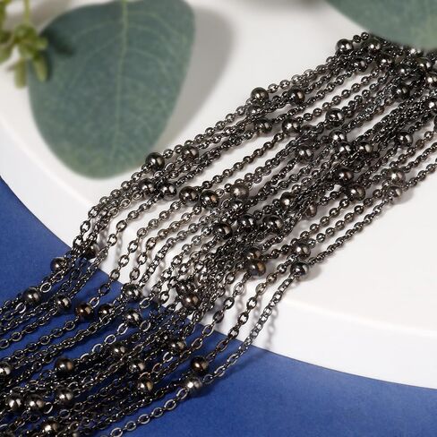 [33 FT] 18K Gold PVD Plated Satellite Chain Bulk for Jewelry Making 2mm 304 Stainless Steel Satellite Ball Beaded Cable Link Chains Roll Spool for DIY Jewelry Making Craft in Saudi Arabia
