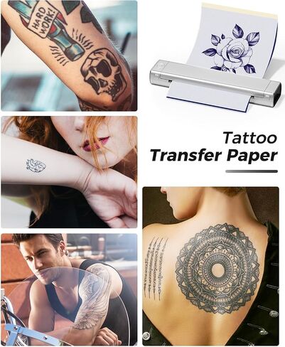 Phomemo M08f Bluetooth Tattoo Stency الطابعة والطابعة السوداء للحالة المحمولة للوشم ، متوافق مع الهاتف الذكي والكمبيوتر الشخصي ، والفضة in Kuwait