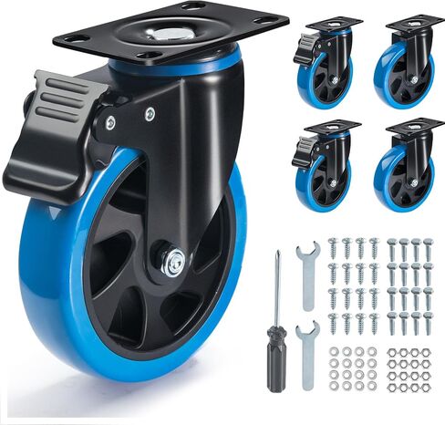 Swivel Caster Wheels Set of 4,5 Inch Casters Wheels for Carts Heavy Duty,Locking Caster Wheels for Furniture and Workbench. in Saudi Arabia