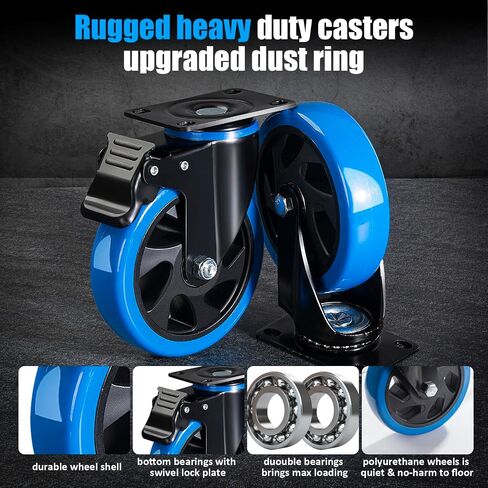 Swivel Caster Wheels Set of 4,5 Inch Casters Wheels for Carts Heavy Duty,Locking Caster Wheels for Furniture and Workbench. in Saudi Arabia