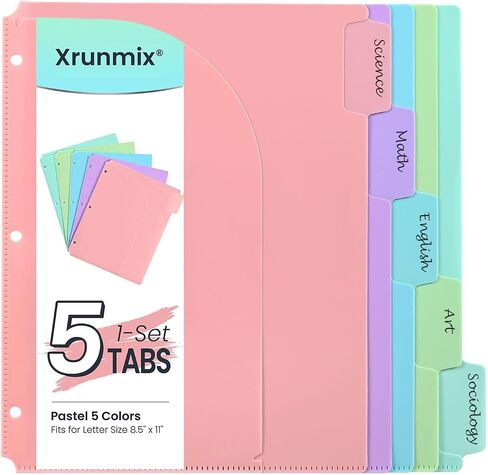 5 Tabs Dividers with Pockets for 3 Ring Binder, 5 Counts Binder Dividers Index for US Letter Size, Binder Dividers with Tabs for School Office Organization(XY026) (1) in Saudi Arabia