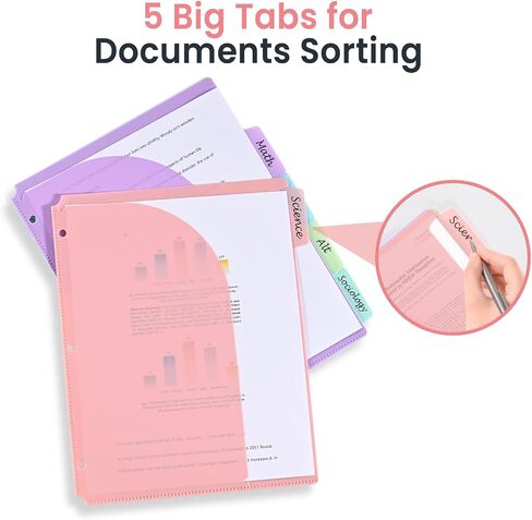 5 Tabs Dividers with Pockets for 3 Ring Binder, 5 Counts Binder Dividers Index for US Letter Size, Binder Dividers with Tabs for School Office Organization(XY026) (1) in Saudi Arabia
