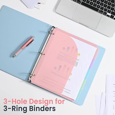 5 Tabs Dividers with Pockets for 3 Ring Binder, 5 Counts Binder Dividers Index for US Letter Size, Binder Dividers with Tabs for School Office Organization(XY026) (1) in Saudi Arabia