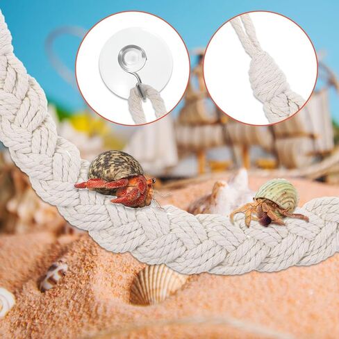 2PCS Hermit Crab Climbing Toys Hermit Crab Accessories Climbing Rope with 4 Hooks Hermit Crabs Habitat Decor for Leopard Gecko Lizards Geckos Snakes Tree Frog in Saudi Arabia