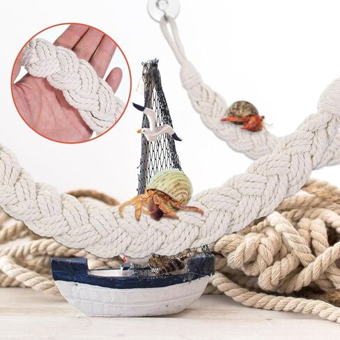 2PCS Hermit Crab Climbing Toys Hermit Crab Accessories Climbing Rope with 4 Hooks Hermit Crabs Habitat Decor for Leopard Gecko Lizards Geckos Snakes Tree Frog in Saudi Arabia