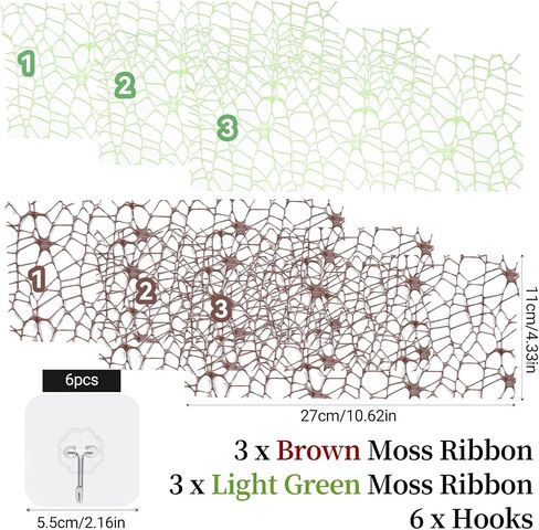 6 أجزاء من إكسسوارات موائل العنكبوت ، قفز الشريط Moss Moss القفز مع 6 أجزاء من العناكب حاوية الموائل لسبودات Spoods Clings Climbing (3pcs Green + 3pcs Brown) in Saudi Arabia