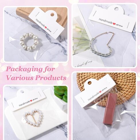 100 PCS عبوة للأعمال التجارية الصغيرة ، بطاقات عرض سوار مع أكياس واضحة لتغليف المجوهرات لبيع حزمة الحزمة المجوهر in Kuwait