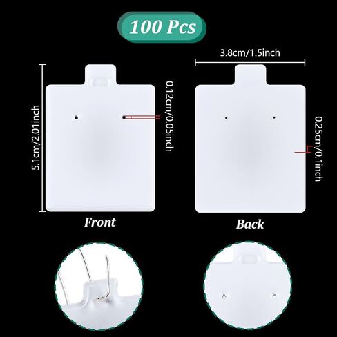 NBEADS 100 Pcs Earring Display Cards, PVC Jewelry Hanging Display Cards Puff Earring Cards Earring Holder Cards with Paper Packaging Box for Earrings Jewelry Display, White, 1.2x1Inch in Saudi Arabia