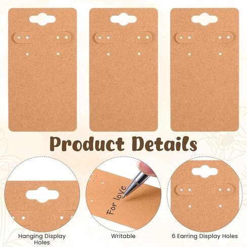 100 PCS Card Card حامل بطاقات عرض قرط مع 6 ثقوب 3.5 "× 2" العلامات الورقية فارغة عبوات DIY أقراط صنع لوازم لبيع الأقراط المعلقة الحرف البيع بالتجزئة in Kuwait