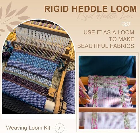 Threlaco 12 Inch Weaving Rigid Heddle Loom Kit Multi Craft Wooden Weaving Loom with Heddle Shed Stick Threads Warping Frame with Pegs and Yarn Stand for Adults Beginners Handcraft DIY Art Crafts in Saudi Arabia