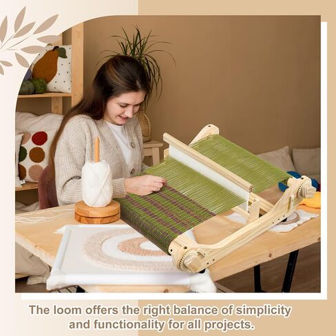 Threlaco 12 Inch Weaving Rigid Heddle Loom Kit Multi Craft Wooden Weaving Loom with Heddle Shed Stick Threads Warping Frame with Pegs and Yarn Stand for Adults Beginners Handcraft DIY Art Crafts in Saudi Arabia