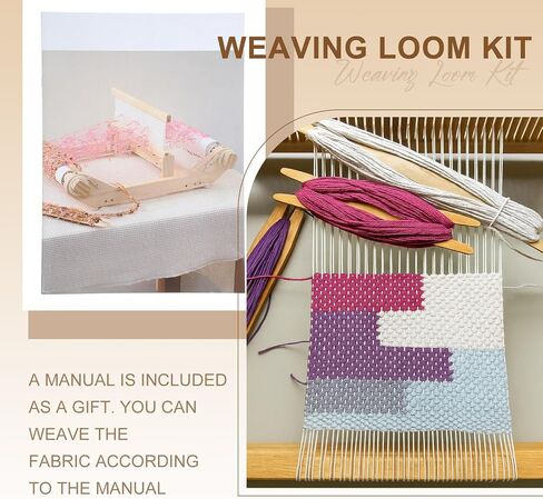 Threlaco 12 Inch Weaving Rigid Heddle Loom Kit Multi Craft Wooden Weaving Loom with Heddle Shed Stick Threads Warping Frame with Pegs and Yarn Stand for Adults Beginners Handcraft DIY Art Crafts in Saudi Arabia