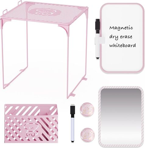 Cute Locker Accessories with Locker Shelf, Magnetic Mirror, Magnetic Pen Holder, Magnetic Small Whiteboard, Back to School Essentials Locker Decorations, 7 Piece Locker Organizer, Pink in Saudi Arabia