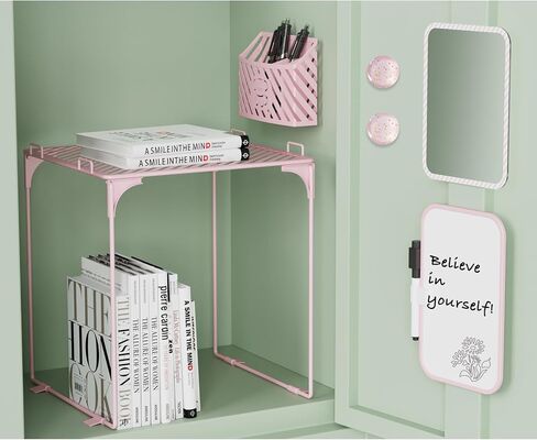 Cute Locker Accessories with Locker Shelf, Magnetic Mirror, Magnetic Pen Holder, Magnetic Small Whiteboard, Back to School Essentials Locker Decorations, 7 Piece Locker Organizer, Pink in Saudi Arabia