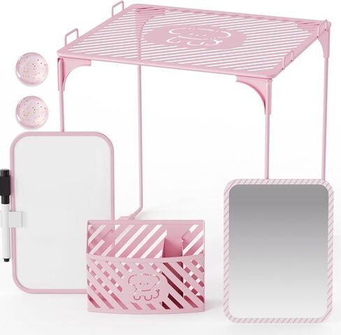 Cute Locker Accessories with Locker Shelf, Magnetic Mirror, Magnetic Pen Holder, Magnetic Small Whiteboard, Back to School Essentials Locker Decorations, 7 Piece Locker Organizer, Pink in Saudi Arabia