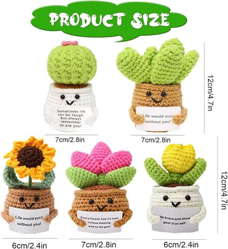 YBQVPO 5PCS Positive Flower Teacher Appreciation Gifts Handmade Crochet Sunflower with Card Graduation Gift for Girls, Women, Men, Thank You Gifts for Women Friends, Coworkers in Saudi Arabia