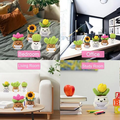 YBQVPO 5PCS Positive Flower Teacher Appreciation Gifts Handmade Crochet Sunflower with Card Graduation Gift for Girls, Women, Men, Thank You Gifts for Women Friends, Coworkers in Saudi Arabia