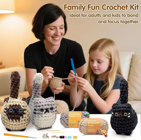 Crochet Kit for Beginners, Crochet Cat Kit,Beginner Crochet Kit for Adults and Children, with Instructional Videos and Paper Tutorials, Handmade Crafts, Holiday Gifts in Saudi Arabia