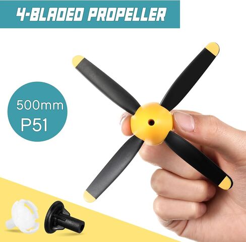 6 Sets Spare Rc Plane Propellers Compatible with 500mm P51 Rc Plane 4 Channel Remote Control Airplane P51 with Propeller Savers Adapter, Yellow Nose in Saudi Arabia