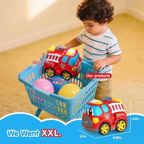 Remote Control Car, 2.4G Cartoon Emergency Vehicle, RC Fire Truck Engine Toys with Lights & Music, Birthday Gifts for Toddlers, Kids, Boys & Girls 1-5 Years Old (Red) in Kuwait