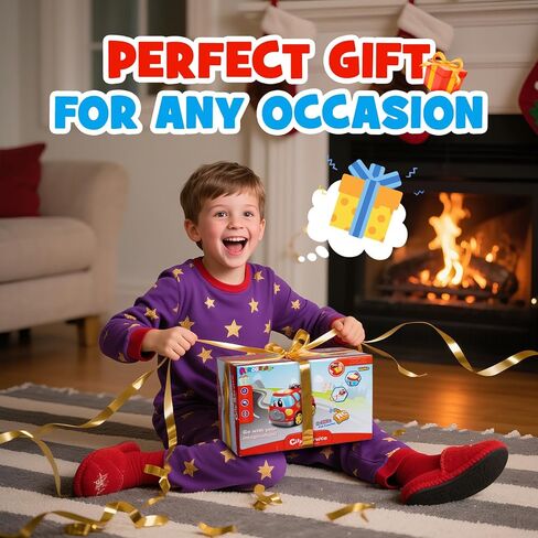 Remote Control Car, 2.4G Cartoon Emergency Vehicle, RC Fire Truck Engine Toys with Lights & Music, Birthday Gifts for Toddlers, Kids, Boys & Girls 1-5 Years Old (Red) in Kuwait