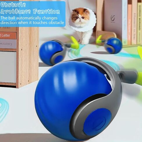 Tail 2.0 Cat Toy ، لعبة كرة قطة تفاعلية ذكية ، كرة متداول تلقائية مع ذيل الريش ، ألعاب للقطط الداخلية ، كرات ذاتية الحركة للقطط والكلاب (الأزرق) in Kuwait