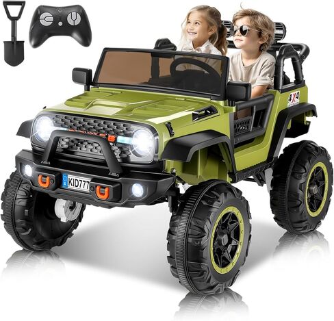 Hikole 24 Volt Ride على سيارة مع التحكم عن بعد ، 2WD/4WD Switchable 2 مقاعد XL سيارة كهربائية للأطفال مع مقعد عريض 20 بوصة ، وعجلات طاقة 4x100W عجلات 24 فولت للفتيات مع الموسيقى - اللون الوردي - الوردي in Kuwait