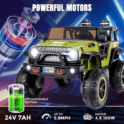 Hikole 24 Volt Ride على سيارة مع التحكم عن بعد ، 2WD/4WD Switchable 2 مقاعد XL سيارة كهربائية للأطفال مع مقعد عريض 20 بوصة ، وعجلات طاقة 4x100W عجلات 24 فولت للفتيات مع الموسيقى - اللون الوردي - الوردي in Kuwait