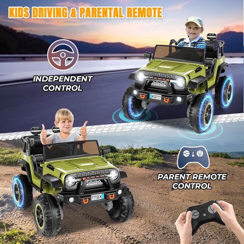 Hikole 24 Volt Ride على سيارة مع التحكم عن بعد ، 2WD/4WD Switchable 2 مقاعد XL سيارة كهربائية للأطفال مع مقعد عريض 20 بوصة ، وعجلات طاقة 4x100W عجلات 24 فولت للفتيات مع الموسيقى - اللون الوردي - الوردي in Kuwait