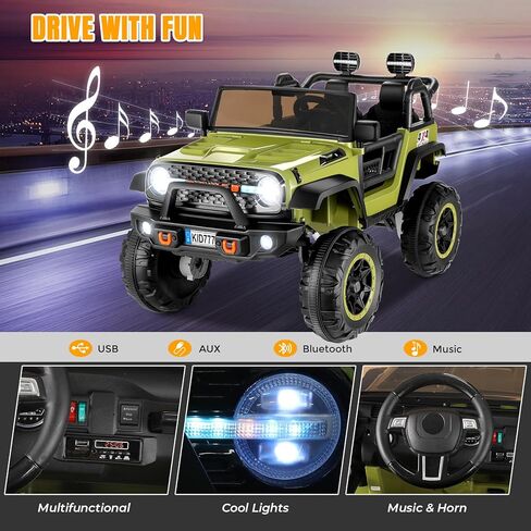 Hikole 24 Volt Ride على سيارة مع التحكم عن بعد ، 2WD/4WD Switchable 2 مقاعد XL سيارة كهربائية للأطفال مع مقعد عريض 20 بوصة ، وعجلات طاقة 4x100W عجلات 24 فولت للفتيات مع الموسيقى - اللون الوردي - الوردي in Kuwait