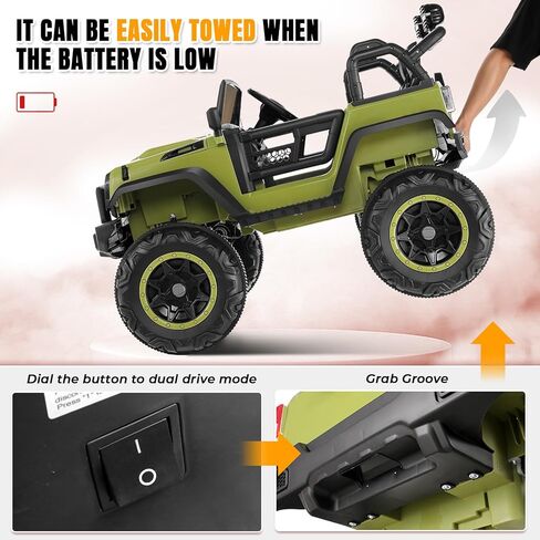 Hikole 24 Volt Ride على سيارة مع التحكم عن بعد ، 2WD/4WD Switchable 2 مقاعد XL سيارة كهربائية للأطفال مع مقعد عريض 20 بوصة ، وعجلات طاقة 4x100W عجلات 24 فولت للفتيات مع الموسيقى - اللون الوردي - الوردي in Kuwait